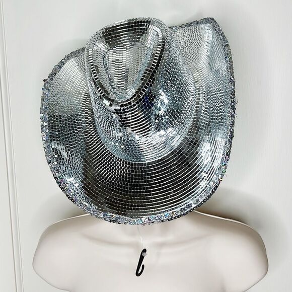 Disco Ball Silver Mirror Cowboy Hat Beyoncé Renaissance Hat - Picture 1 of 5